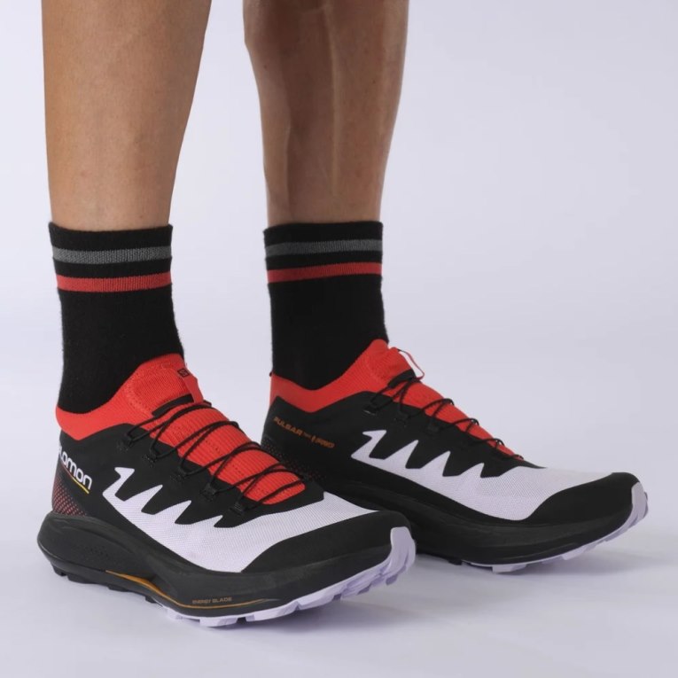 Black / Red / Lavender Salomon Pulsar Pro Men's Trail Running Shoes | IE TN2160